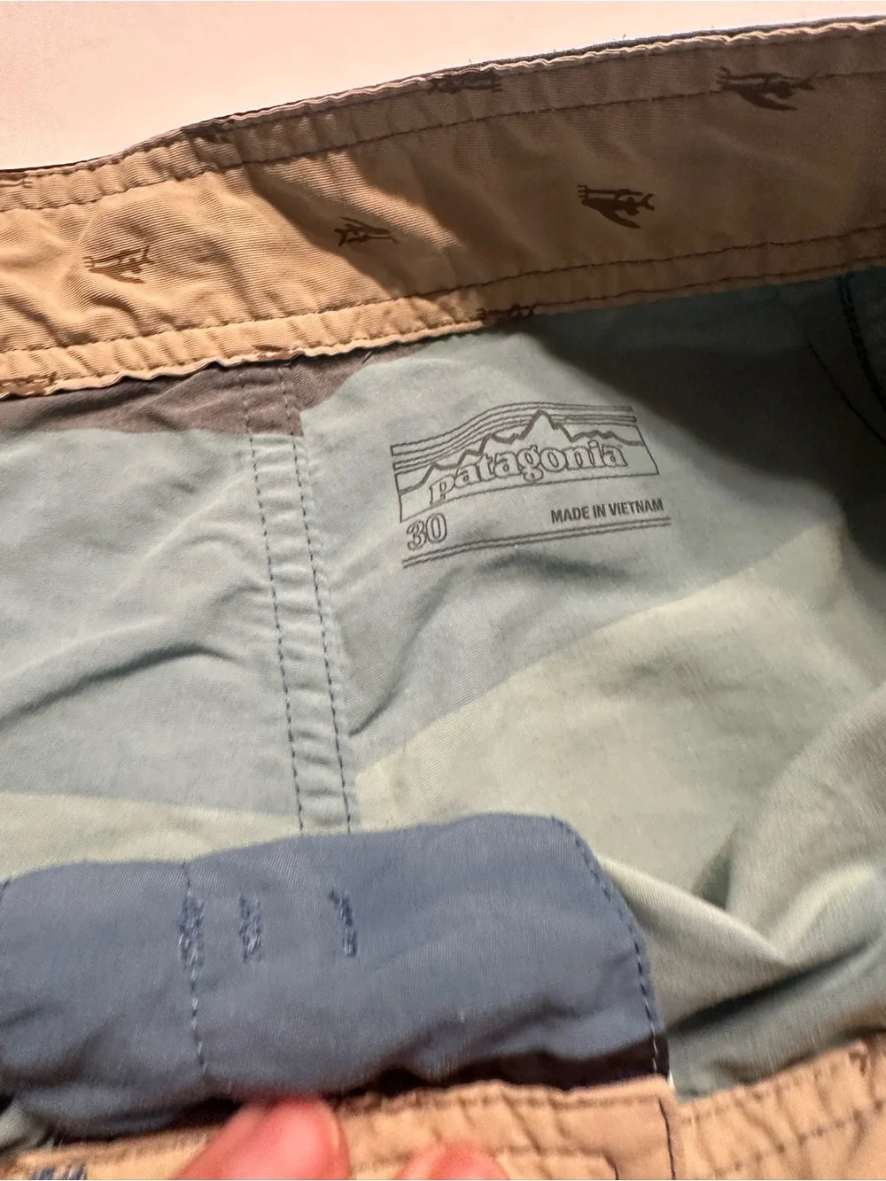 Patagonia Men’s Striped Board Shorts in Teal, Mint & Black